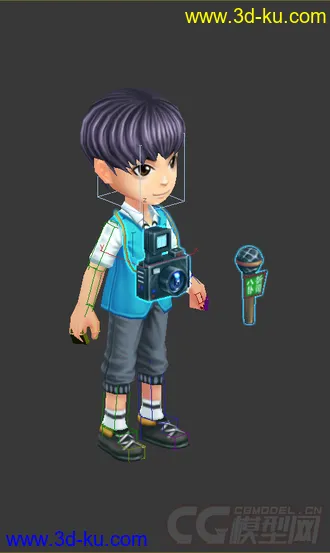 3D打印模型低模免费，Q版小孩，记者的图片