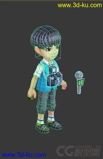 3D打印模型低模免费，Q版小孩，记者的图片