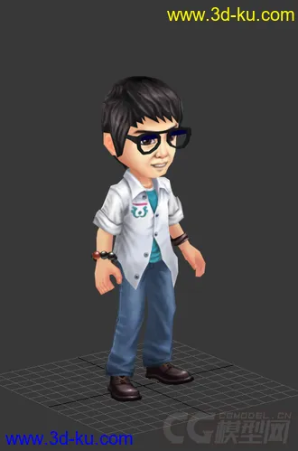 3D打印模型带眼镜的男人，Q版，免费低模的图片