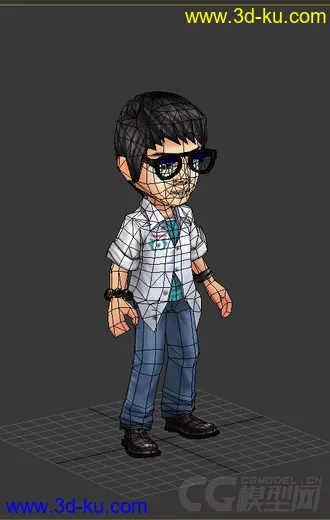 3D打印模型带眼镜的男人，Q版，免费低模的图片