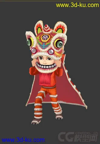 3D打印模型低模免费，舞狮小孩的图片