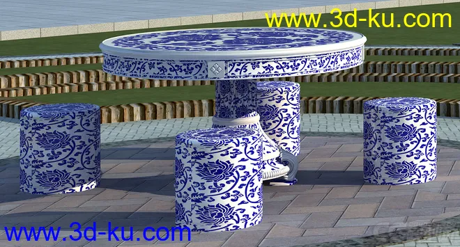 青花瓷圆桌模型的图片1