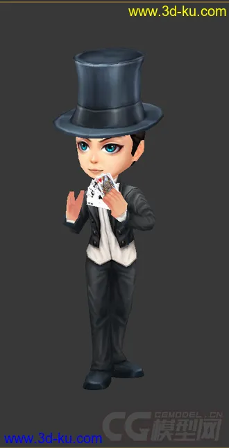 3D打印模型男魔术师，低模免费，Q版的图片