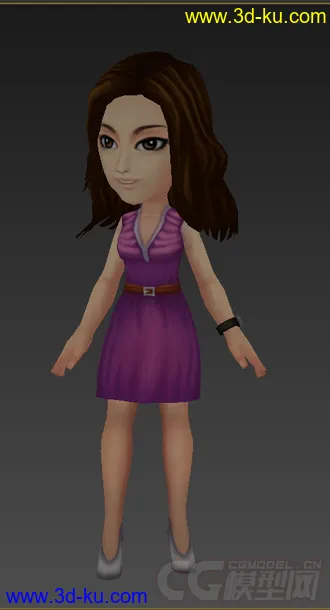 3D打印模型Q版女生，穿裙子，低模免费的图片