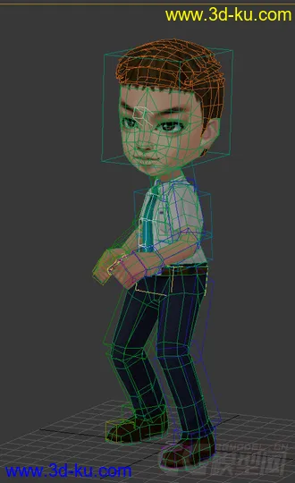 3D打印模型Q版低模，免费，男人，上班族的图片