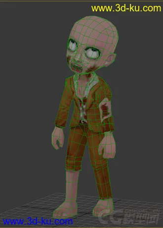 3D打印模型Q版男人，僵尸，免费低模的图片