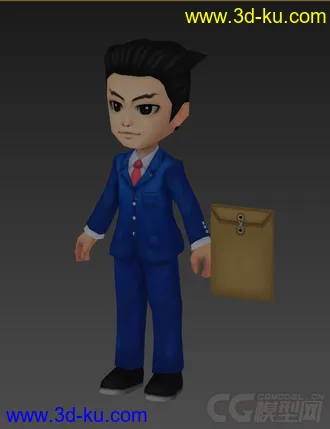 3D打印模型Q版男人，穿西服，律师，低模免费的图片