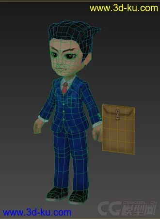 3D打印模型Q版男人，穿西服，律师，低模免费的图片