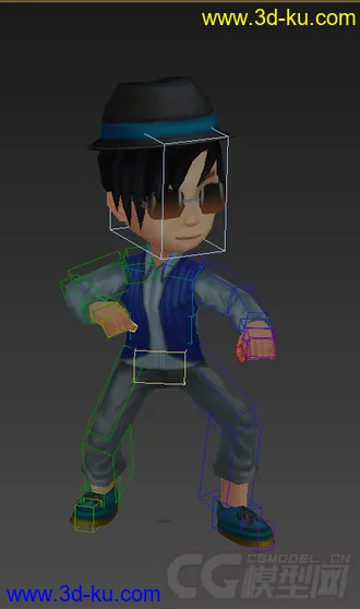 3D打印模型Q版戴墨镜的人，免费低模的图片