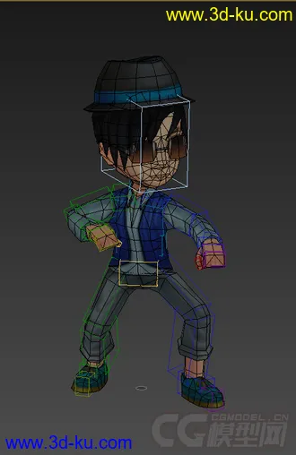 3D打印模型Q版戴墨镜的人，免费低模的图片