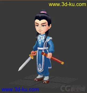 3D打印模型低模免费，Q版，剑客的图片