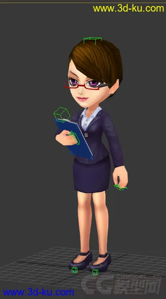 3D打印模型女老师，低模免费，Q版，秘书的图片
