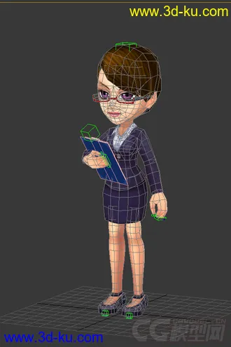3D打印模型女老师，低模免费，Q版，秘书的图片