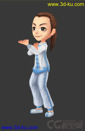 3D打印模型Q版打太极女生，免费的图片