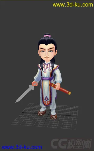 3D打印模型Q版男人，侠客，低模免费的图片