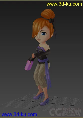 3D打印模型Q版低模，免费，女人的图片