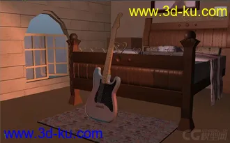 3D打印模型有吉他的迷你小屋的图片