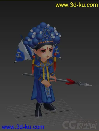 3D打印模型Q版低模，京剧演员，免费的图片