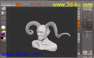 3D打印模型初学雕刻人头_恶魔头像(老头羊角面包？）付下载的图片