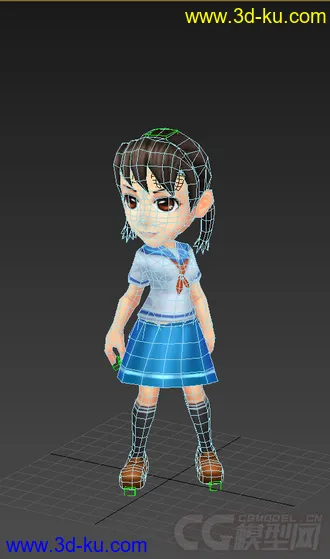 3D打印模型Q版低模，免费下载，女学生的图片