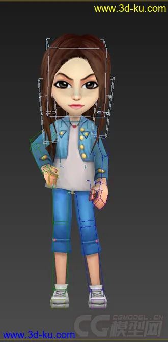 3D打印模型Q版女生，低模免费，绑定动画的图片