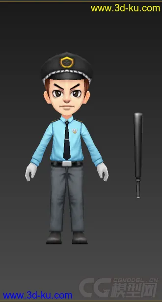3D打印模型低模免费，Q版警察，免费的图片