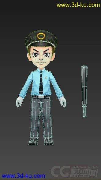 3D打印模型低模免费，Q版警察，免费的图片
