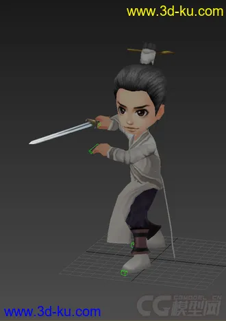 3D打印模型Q版剑客，男人低模的图片