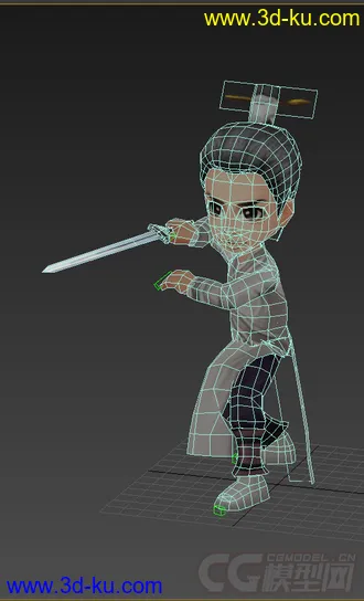 3D打印模型Q版剑客，男人低模的图片