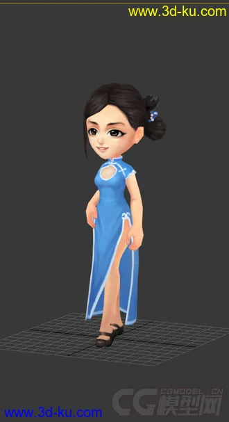 3D打印模型中国风，低模，穿旗袍，免费女生的图片