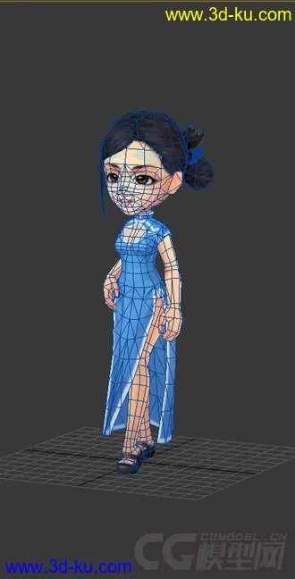 3D打印模型中国风，低模，穿旗袍，免费女生的图片