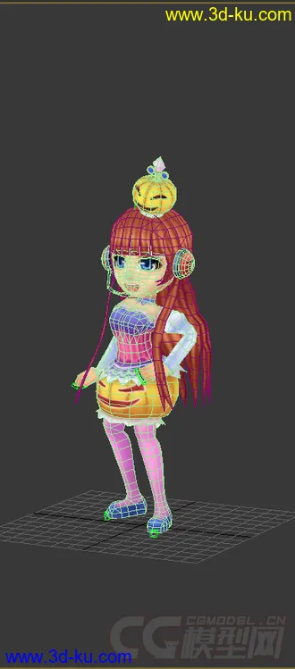 3D打印模型Q版低模，女生，万圣节的图片