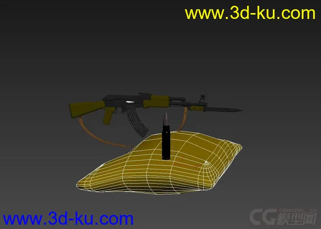 AK47、炸弹、沙袋战斗场景模型的图片1