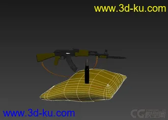 3D打印模型AK47、炸弹、沙袋战斗场景的图片