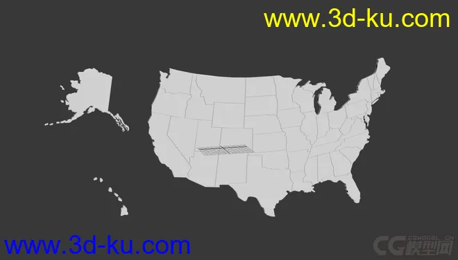 美国地图 带区域划分模型的图片1