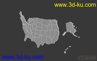3D打印模型美国地图 带区域划分的图片
