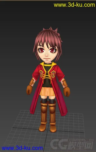 3D打印模型Q版低模，免费女生带绑定的图片