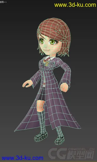 3D打印模型Q版低模，免费低模，女生的图片