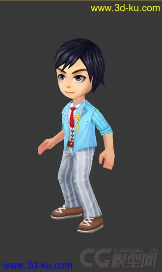 3D打印模型Q版男生，低模免费带绑定的图片