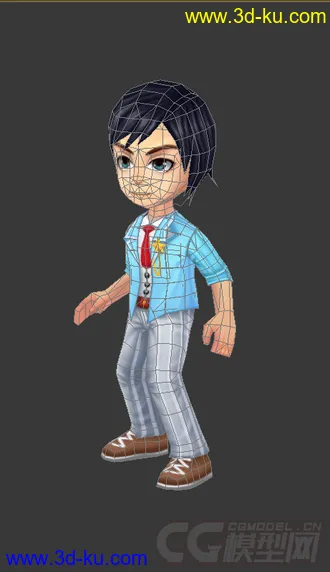 3D打印模型Q版男生，低模免费带绑定的图片
