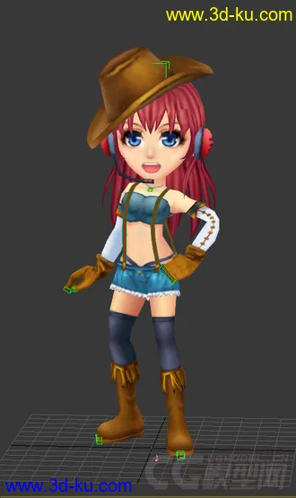 3D打印模型Q版低模，免费女生，带绑定的图片