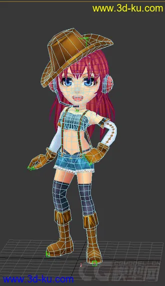 3D打印模型Q版低模，免费女生，带绑定的图片