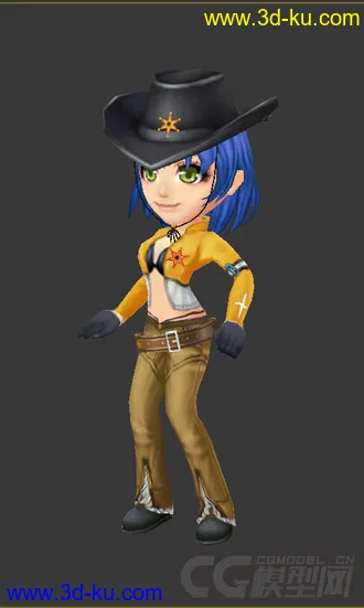 3D打印模型Q版女生，低模免费带绑定的图片