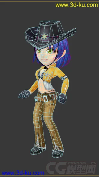 3D打印模型Q版女生，低模免费带绑定的图片