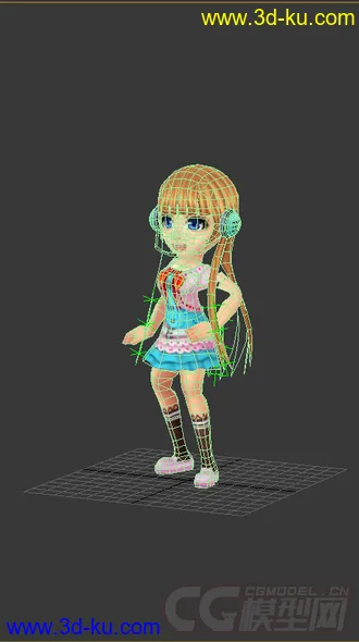 3D打印模型Q版低模，免费女生带绑定的图片
