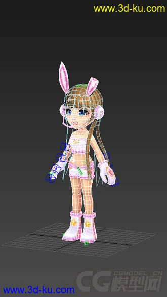 3D打印模型Q版低模，女生免费带绑定的图片