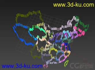 3D打印模型中国地图（可拆分为单个省、市）的图片