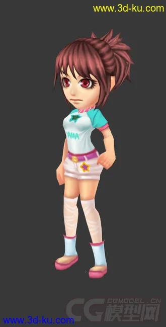 3D打印模型Q版女生，低模免费，绑定动画的图片