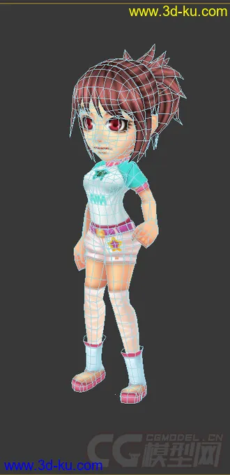 3D打印模型Q版女生，低模免费，绑定动画的图片