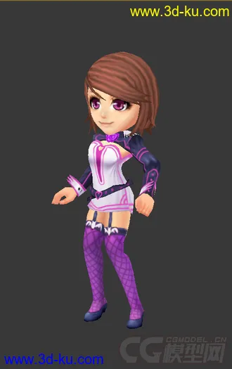 3D打印模型Q版女生带绑定，低模免费的图片